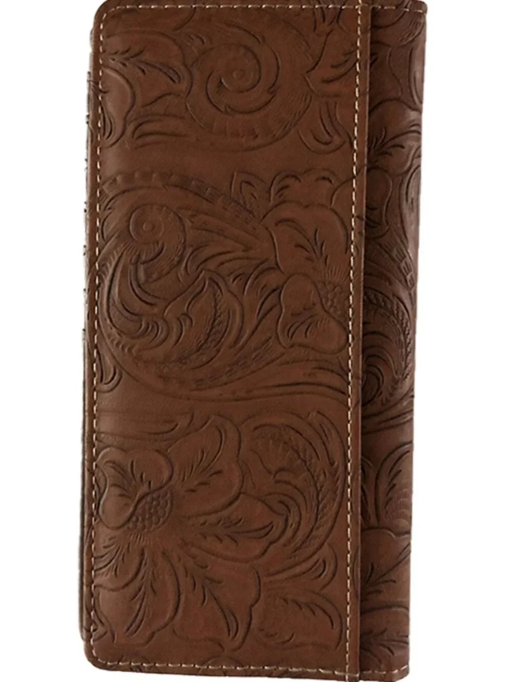 Men's New Western Wallet With Star Emblem Faux Brown Leather Cowboy